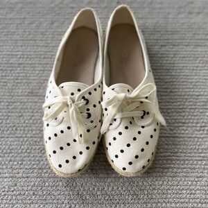 Aldo Ivory Black Polka Dot Tie Espadrilles Size 10